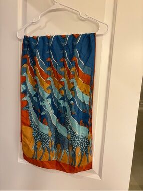 Blue & Orange Giraffe Print Women's scarf